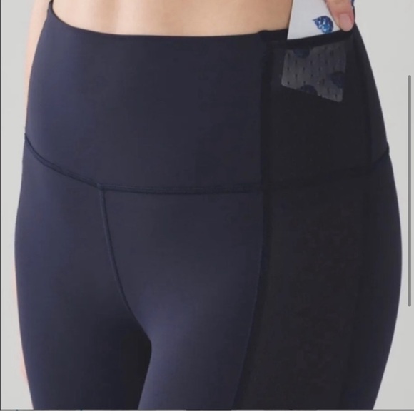 Lululemon Navy Polka Dot Mesh Legging - Picture 3 of 5